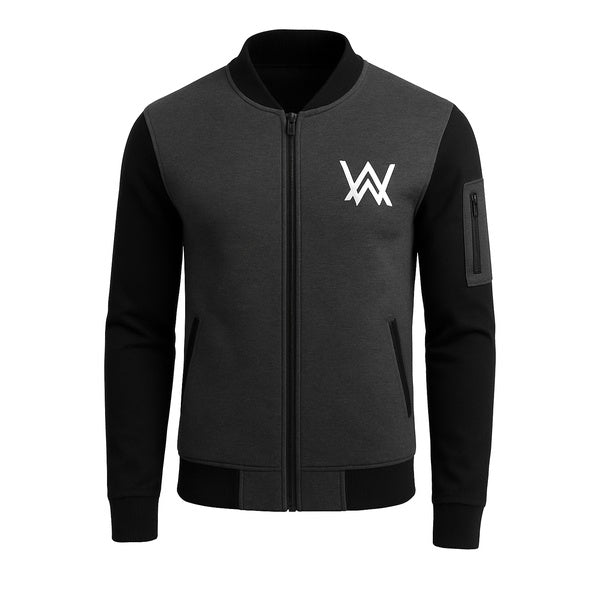 NEW Winter Collection Charcoal Grey WA Printed Zipper Jacket for Men &amp; Boys – Premium Fleece Material, Stylish Bomber Design, Full Front Zipper Closure - XL - GlowLaa.com