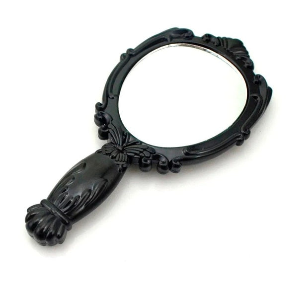 classic handheld makeup mirrors cosmetics sculpture painting decor mirror home decor .. wooden style pocket and purse mirror (Random color) - GlowLaa.com