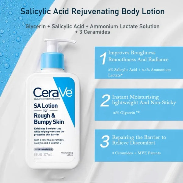 Cerave Sa Lotion For Rough &amp; Bumpy Skin Vitamin D, Hyaluronic Acid, Lactic Acid &amp; Salicylic Acid Lotion (237ml)