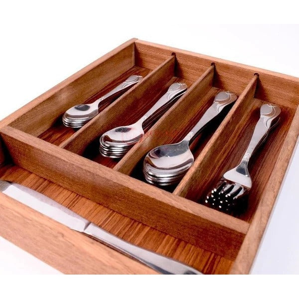 Wood Utensil Holder &amp; Flatware Organizer Tray for Dining and Kitchen Use | Wooden CUTLERY REST WOOD | Wooden Cutlery Rest Tray