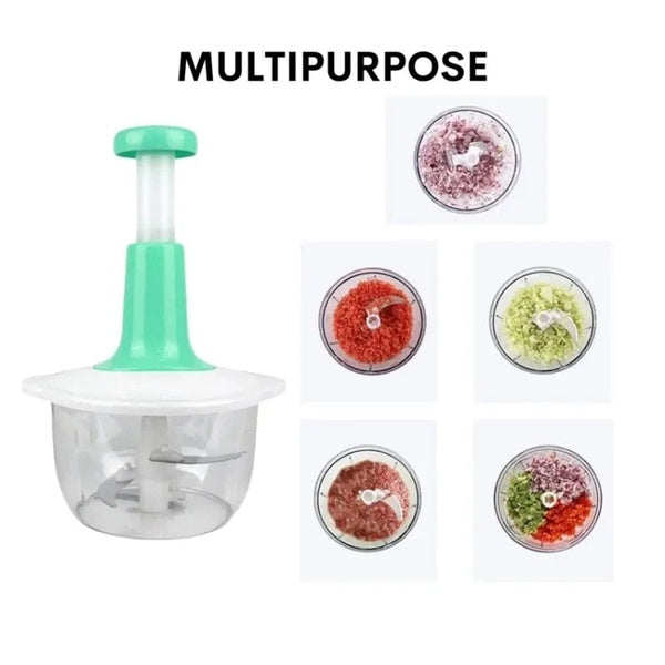 Manual Hand Push Chopper | Multi-functional Vegetable Meat Grinder, Grater, Chopper - 1.5 Liter (Random Color) - GlowLaa.com