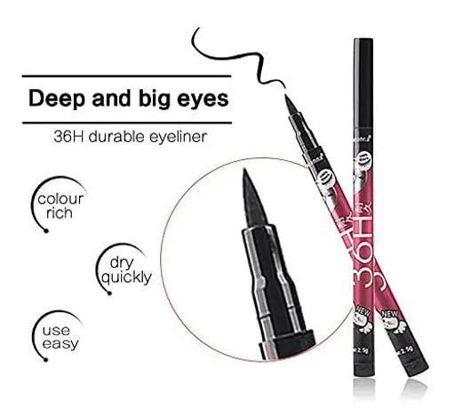 (Pack of 06) YANQINA 36H Precision Liquid Waterproof Eyeliner Pencil | Eye Liner (Black)