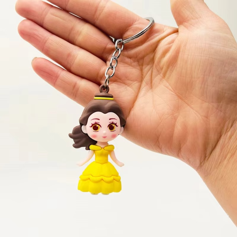 01 PCs Disney Princess Anime Figure Key-Chain – Cute Soft Rubber Bag Accessory | Random Design &amp; Color | Kids Gift - Keychain ( Random Color )