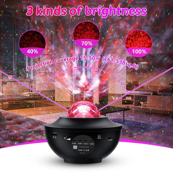 Starry Projector Light Galaxy Seen for Kids, LED Star Projector Star Lights with Remote Control, Night Light Compatible with Alexa &amp;Google Bluetooth Speaker, Nebula Projector with Ocean Wave, Christmas Gift for Kids