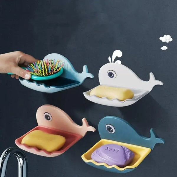 Fish Soap Stands for Bathroom Double Layers Plastic Adhesive Waterproof Wall Mounted Bar Soap Dish Holder Rack for Shower Wall, Kitchen, Bathroom Multicolor (Pieces 1) - GlowLaa.com