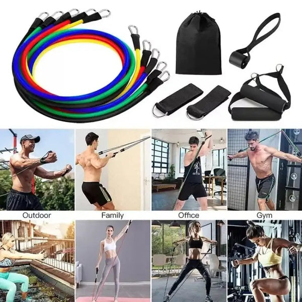 High Quality Portable Resistance Bands With Handles, Resistance Tubes &amp; Workout Bands Exercise Band Elastic Pull Rope 11 Pcs Set - GlowLaa.com