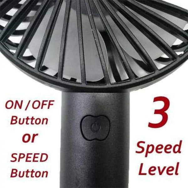 Portable USB Rechargeable Fan | Handheld 3 Speed Strong Wind Electric Small Mini Cooling Fan (random color) - GlowLaa.com