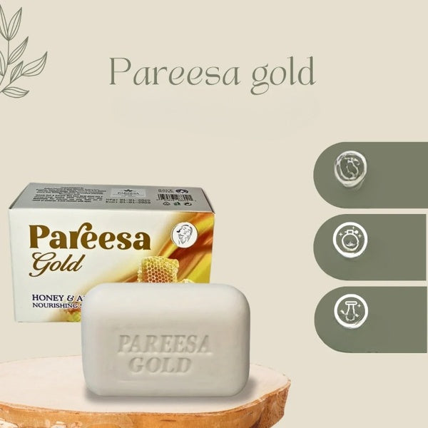 Pareesa Gold Honey &amp; Almond Soap – Moisturizing and Nourishing for Soft, Smooth Skin ( 135g ) - GlowLaa.com