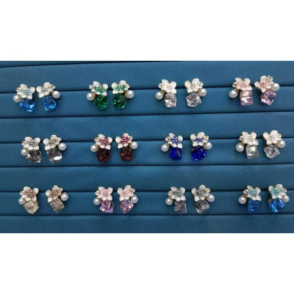 Crystal Flower Korean Earrings – Elegant Floral Design | Crafted To Perfection With Dazzling Crystal Petals That Catch Every Light Beautifully - PJT986 - Blue - GlowLaa.com