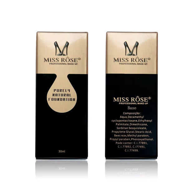 Miss Rose Purely Natural Liquid Foundation – Professional Long-Lasting Make-Up for Flawless Coverage, Lightweight, Breathable, Smooth Finish, All Skin Types - 30 ML | Foundation - Ivory 6 - GlowLaa.com