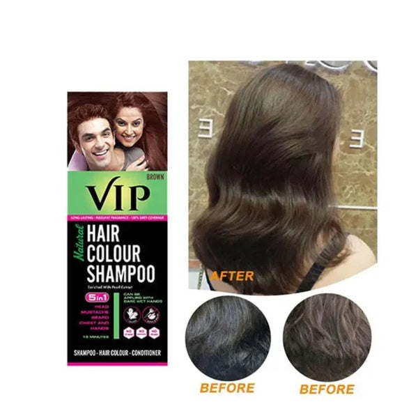 5-in-1 Hair Colour Shampoo Brown – Natural Ammonia-Free Hair Dye for Hair, Beard, Moustache &amp; Body Hair (180ml) - Black