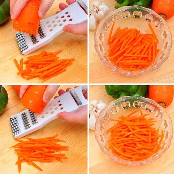 5-in-1 Multi Vegetable Cutter &amp; Peeler – Multipurpose Julienne Slicer, Grater, Metal Scraper, and Fruit &amp; Vegetable Kitchen Tool