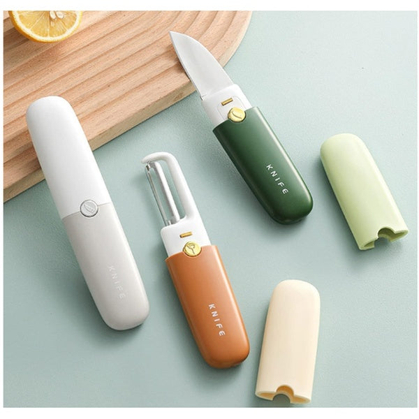2-in-1 Stainless Steel Fruit Knife with Peeler – Portable Fruit Cutting &amp; Peeling Tool