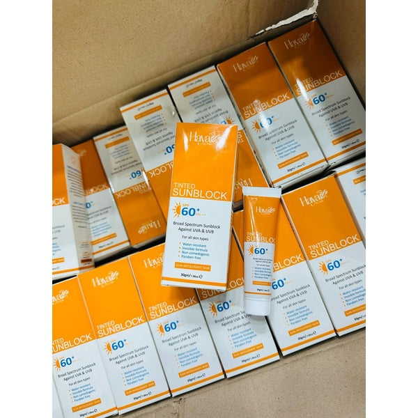 Haya Tinted Sunblock SPF 50 Broad Spectrum UV Protection with Natural Skin Tint, Lightweight &amp; Non-Greasy Formula for All Skin Types write me description for this - GlowLaa.com