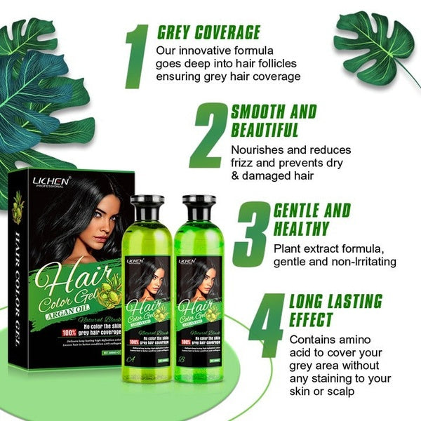 Lichen Professional Hair Color Gel – 500ML – Rich, Long-Lasting Black &amp; Dark Brown Shades – Made in China - Black - GlowLaa.com