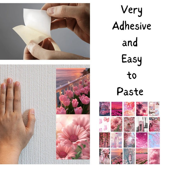 Pack of 20 Pink Wall Collage Set Aesthetic Stickers for Bedroom Decor - GlowLaa.com