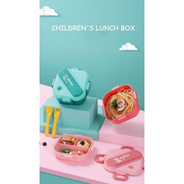 3 Grids Unicorn Lunch Box For Children Students Sandwich Fruit Food Storage Container Cartoon Kids Bento Box For School Camping - Random Color