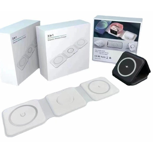 15W 3 in 1 Magnetic Wireless Charger Phone Induction Fast Charging Stand for Phone