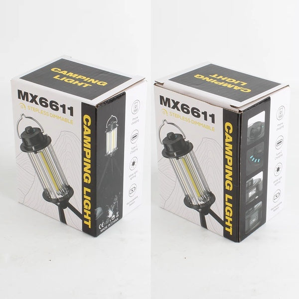 MX6611 Stepless Dimmable LED Camping Light – Portable Rechargeable Outdoor Lantern with Tripod Stand - GlowLaa.com