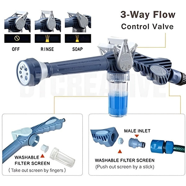 Nozzle Ez Jet Water Cleaning Soap Cannon Dispenser Pump Spray gun | Car Washer Plastic Garden Hose Pipe Connector Function