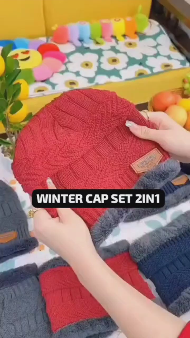 New Stylish Cotton Beanie Full Set  2 Piece Cap + Neck Warmer