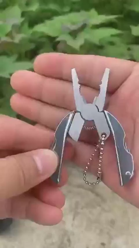 Stainless Steel Outdoor Portable Multitool Plier Knife Key Chain Screwdriver Mini Multi Tools With Leather Pouch For Camping, Hiking, And Everyday Use
