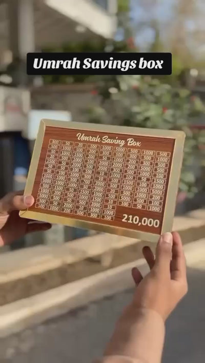 Wooden Umrah Saving Box  Premium 210,000 Goal Money Box For Umrah Fund, Elegant Islamic Design Charity And Donation Storage Box