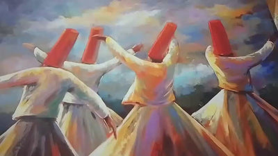Whirling Dervish Wall Art Painting  Sufi Dance Canvas, Spiritual Home Décor (12x16)