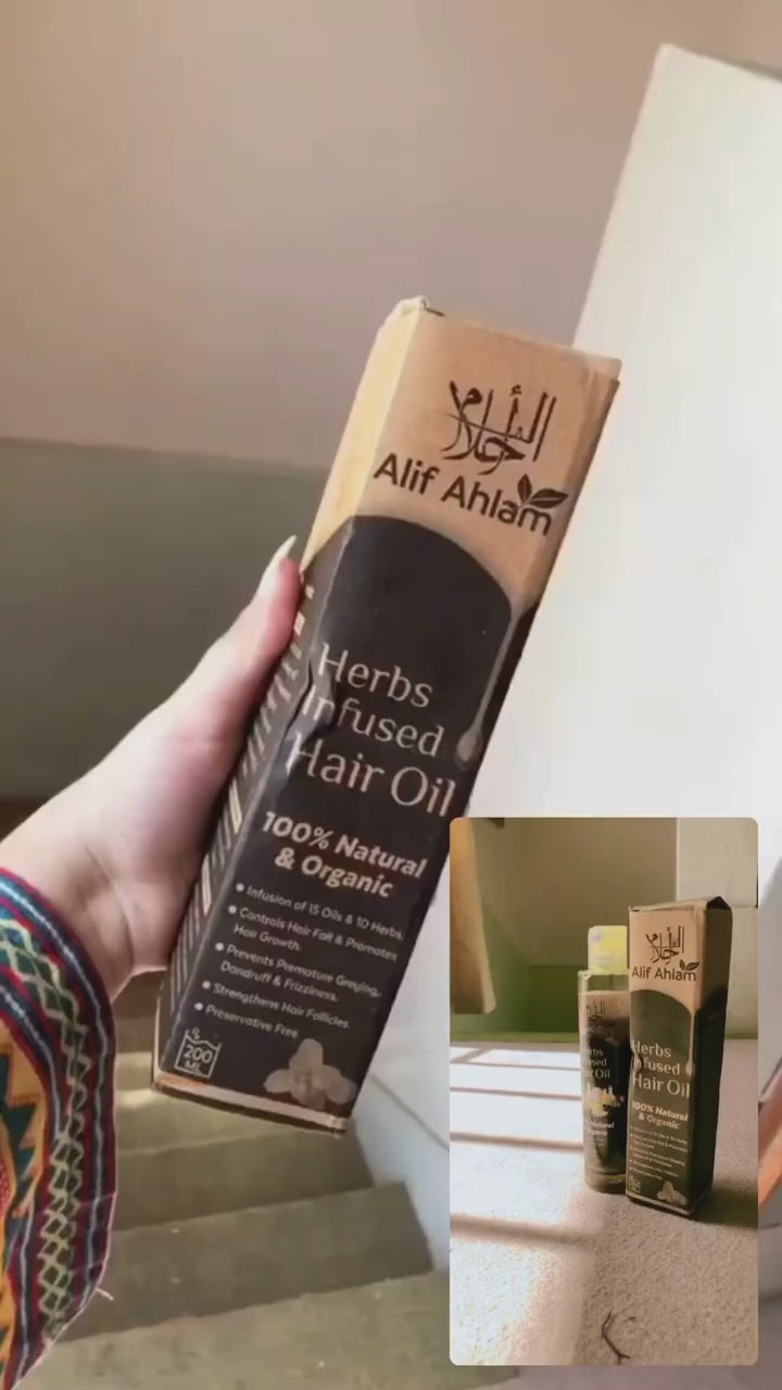Alif Ahlam Herbs Infused Hair Oil | Natural Herbal Hair Growth Oil For Strong, Shiny, And Healthy Hair | Nourishing Scalp Treatment