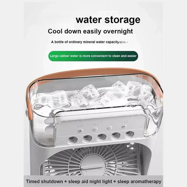 10 inche Portable Air Conditioner Fan: USB Electric Fan with LED Night Light, Fine Mist Water, and Humidifier Function | Led Night Light Water Mist (Random Color)