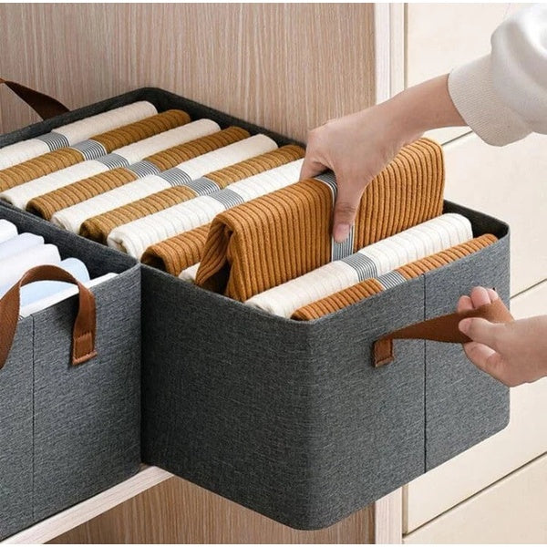 Wardrobe Clothes Organizer Storage Box Foldable Drawer 2 Handles On Both Side - Pack Off 01 - GlowLaa.com