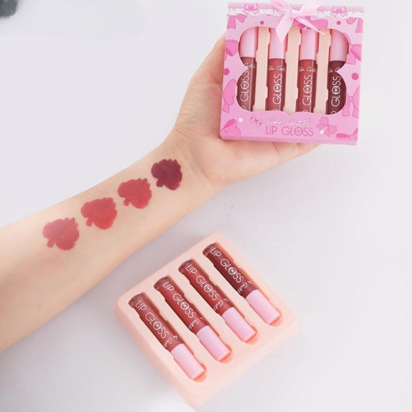 4-Piece Color Castle Bow Lip Gloss Set – Cute Bow Design, Vibrant Shades, Smooth &amp; Glossy Finish