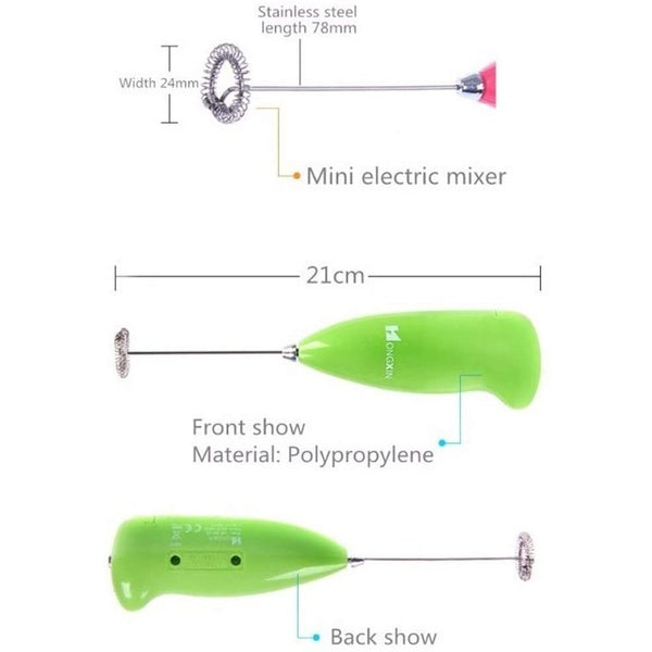 Electric Egg Beater Milk Drink Coffee Whisk Mixer Foamer Mini Handle Stirrer Practical Cooking Tool Kitchen Cell Operated (Mix/Random Color) - GlowLaa.com