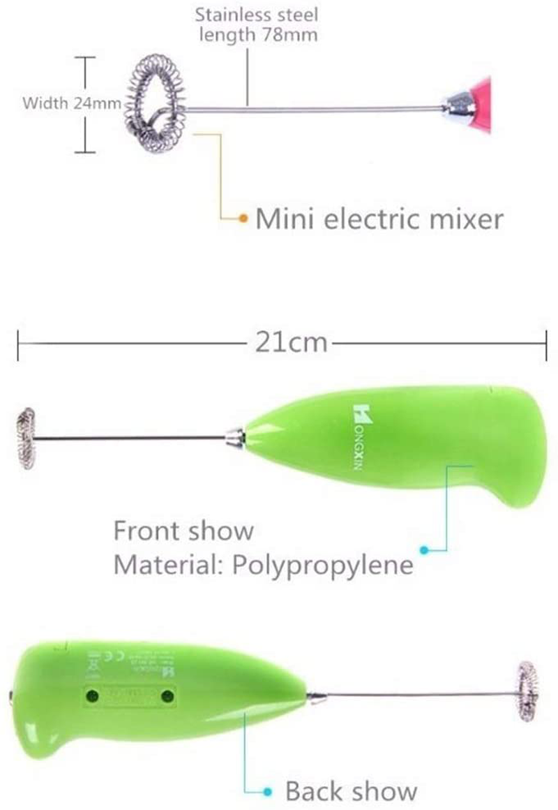 Electric Egg Beater Milk Drink Coffee Whisk Mixer Foamer Mini Handle Stirrer Practical Cooking Tool Kitchen Cell Operated (Mix/Random Color)