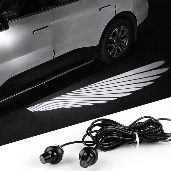 2 Pc Universal Car Rearview Mirror Side LED Angel Wing Light Dynamic Projection Lamp