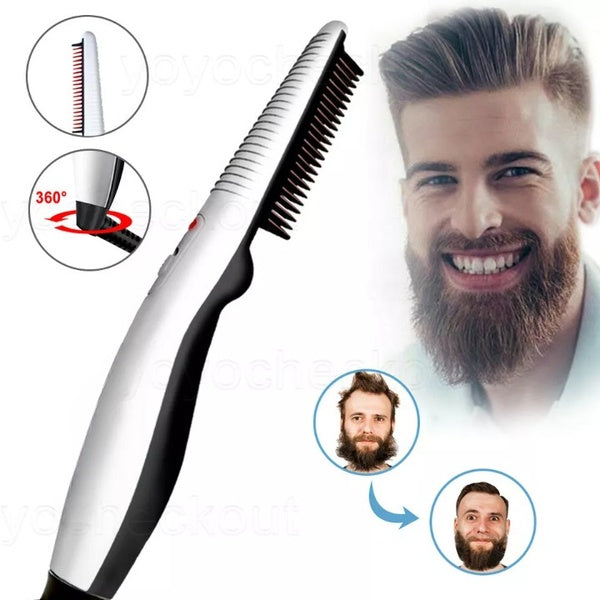 Rechargeable Hair Curler Beard Shawl Comb Multi functional Hair Straightener Comb Brush - Imported - GlowLaa.com