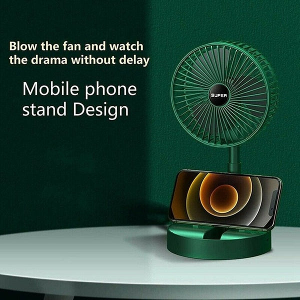 Portable Rechargeable Telescopic Folding Fan | USB Foldable | Table Desk Fan | Telescopic Design Floor | 3 Speeds Rechargeable, Foldable, Adjustable height Fan(random color ) - GlowLaa.com